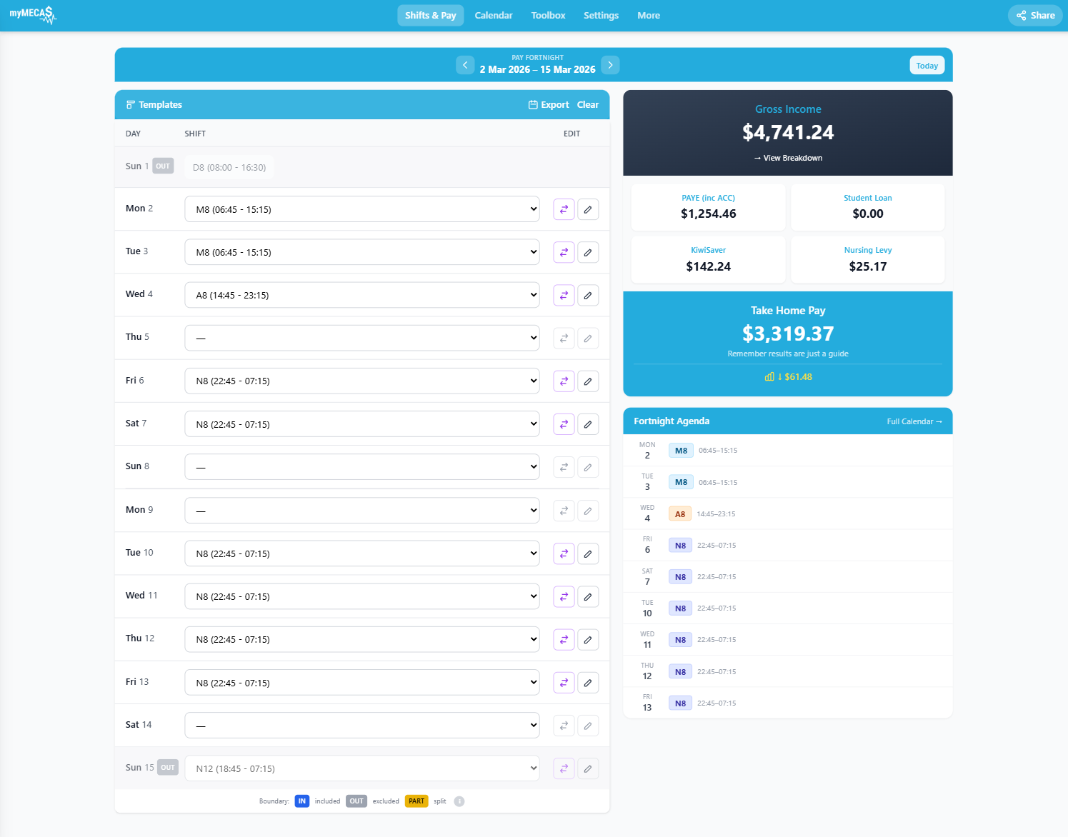 myMECA desktop dashboard